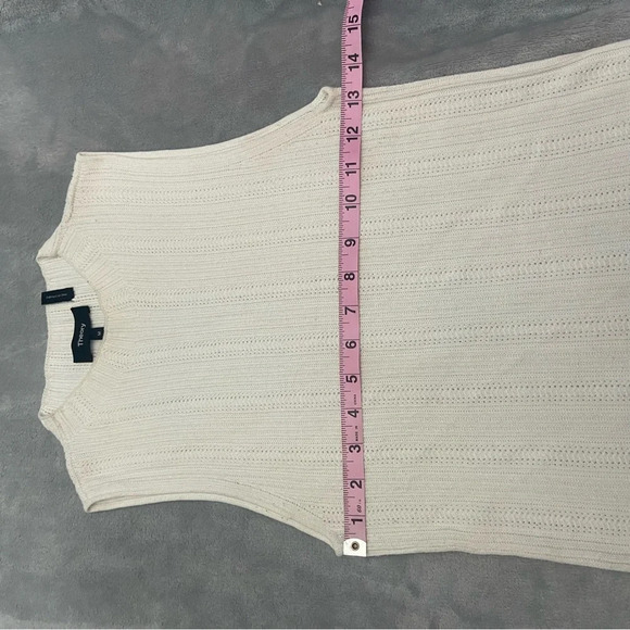 Theory Cream Novelty Mock Neck Prosecco Pointelle Shell Top 21701 - Picture 6 of 8